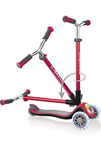 Globber ELITE PRIME: Deluxe 3-wheel light-up scooter for kids (aged 3-9) - NEW RED