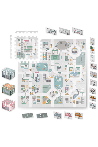 LikeSmart Soft foam puzzle mat, "LikeSmart Nukido Little Town", 9 puzzles, made of material