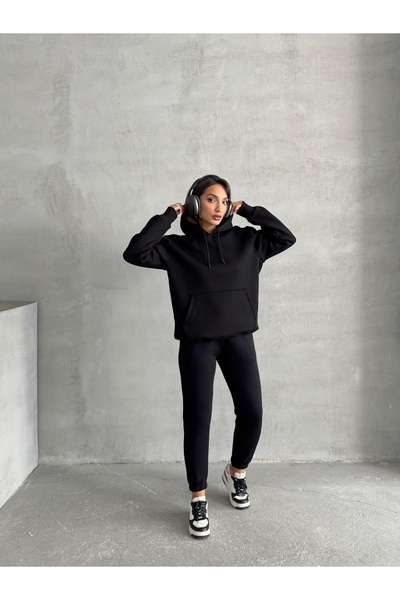 KAPHONE Women's Cotton 3-Thread Fleece Hooded Tracksuit Set