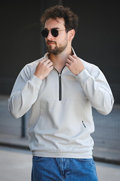 Oksit Ανδρικό φούτερ Barrac με δύο κλωστές με φερμουάρ, μισό ζιβάγκο, λεπτή εφαρμογή