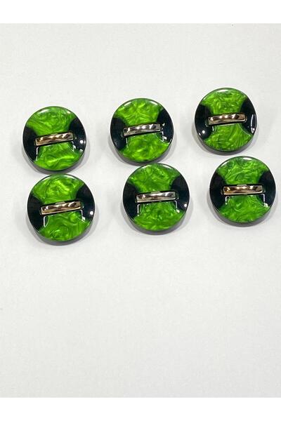 karantuhafiye سطح لامع، زر مع إكسسوارات حزام ذهبي فاتح / 2.7 سم / m03118 / أخضر
