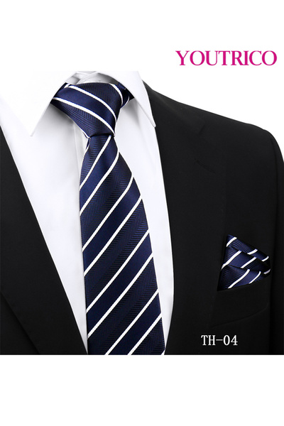 Youtrico Tie and Handkerchief Set-Artisanal Business 2PCS Handmade Formal Hanky Suit