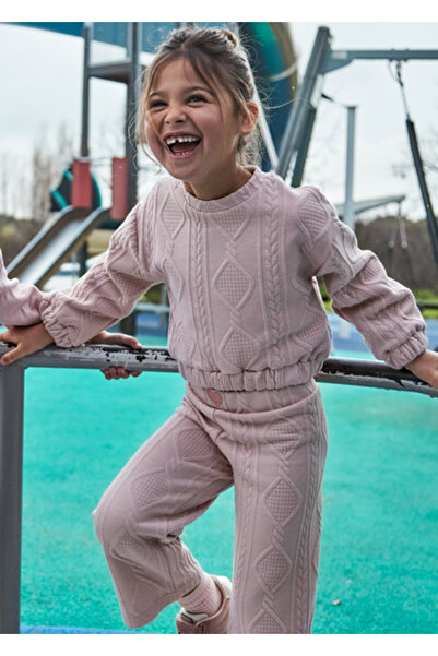 MAYORAL Girl's Diamond Patterned Wide Leg Suit - Pink