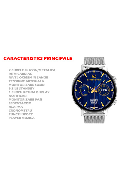 İSP Ceas SmartWatch LikeSmart DoFIT, 1.3" FULL RETINA Display, Oximetru SpO2, Notificari, Monitorizare R