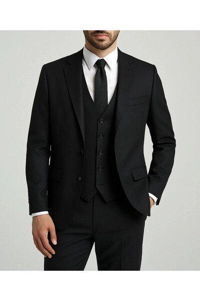 carismen بدلة رياضية رجالية ضيقة ذات صدرية_أسود