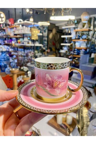 ACAR TULIP PEMBE 6 KİŞİLİK TÜRK KAHVESİ FİNCANI