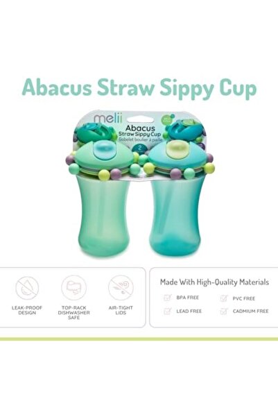 Melii Spin Sippy Cups 2 Pack 11.5 oz - Fun and Interactive Silicone Straw Cups for Babies and Toddle
