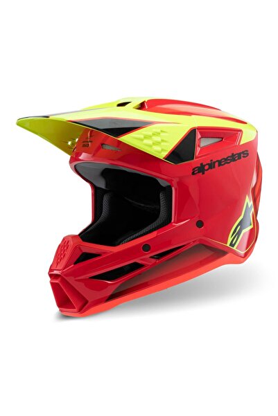Alpinestars SM3 Youth Fray Off-Road Çocuk Genç Motosiklet Kaskı Kırmızı Sarı