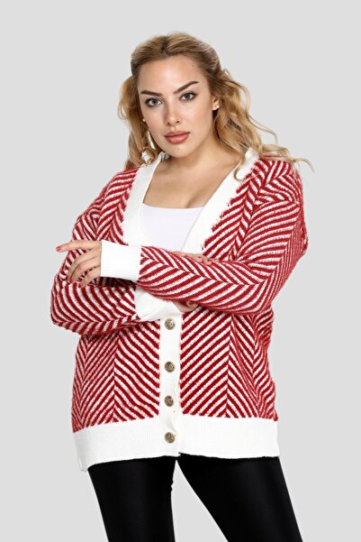 NEWCO Women's Button Detail Casual and Office Style Yumoş Oversize Knitwear Sweater Cardigan