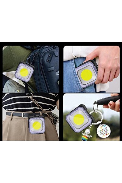 Flippy Keychain Flashlight Flippy, 5 Lighting Modes, USB-C Charging, 5W, IPX5 Waterproof, 500 lm, COB, Purp