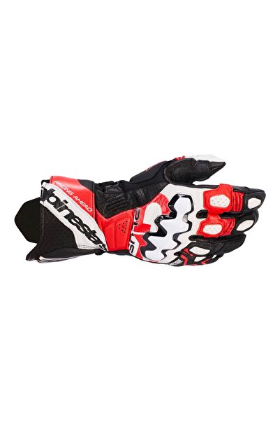 Alpinestars GP PLUS R V3 Korumalı Deri Motosiklet Eldiveni Siyah Kırmızı Beyaz