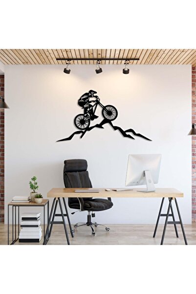 Slasa لوحة فنية جدارية لراكبي الدراجات الجبلية - أسود - 32 × 17 بوصة - أكريليك