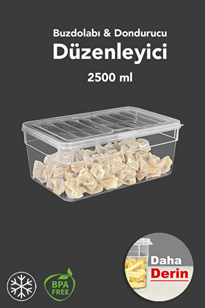 Meleni Home 1 Piece Deep Microwave Compatible Storage Container - Organizer Food Storage Container 2500 ml Transparent