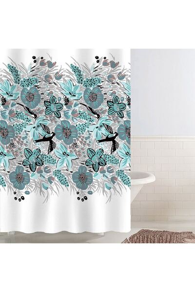 OEM White Shower Curtain with Floral & Swallow Design, 180x180cm