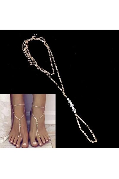 Shiklik سلسلة خلخال نسائية من اللؤلؤ باللون الفضي