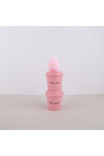 OEM Burete make-up cu cutie de depozitare, vegan, fara latex, roz, 1 bucata