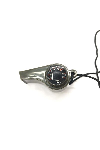 Flippy Fluier 3in1, with Compass and Thermometer, for Hiking, Black