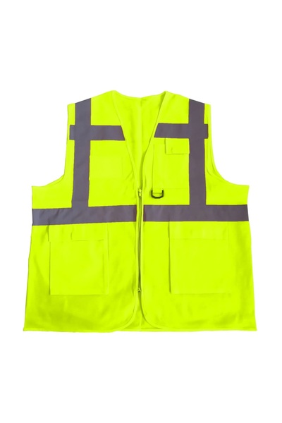 Yerli EMNİYET İKAZ YELEĞİ MÜHENDİS TİP SARI FİLELİ