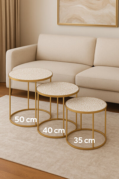 Rona Home Wicker Pvc 3-Piece Coffee Table Cover Set Easy to Clean Stylish and Elegant Living Room Decoration Product Dowry Box