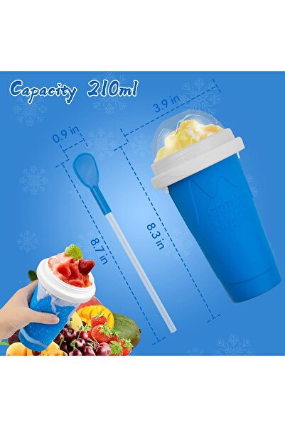 Denx Magic Slushie Maker Cup 300ml, Reusable Silicone Smoothie Cup for Kids & Adults,DX2542 (Blue)