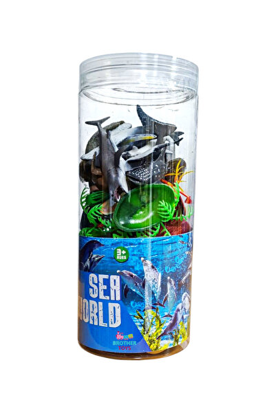 Brother Toys Tüplü 29 Parça Okyanus Hayvanları 12 Balık 15 Aksesuar Köpek Balığı Penguen Kaplumbağa Vatoz Balina