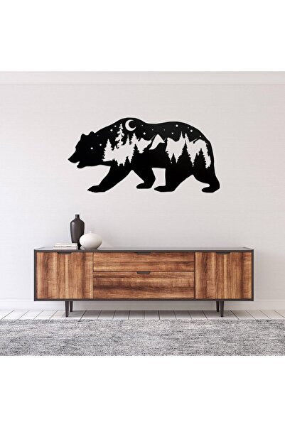 Slasa Wall Art Acrylic Panel with Large Black Bear Design by - 23 Inch × 48 Inch