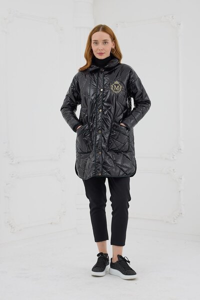 Moodbasic Gold Embroidered Leather Coat