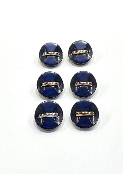 karantuhafiye Κουμπί με γυαλιστερή επιφάνεια, με αξεσουάρ ζώνης σε ανοιχτό χρυσό / 1,8 cm / m03118 / σκούρο μπλε