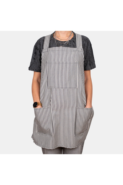 DENİMTİME Siyah-Beyaz Mutfak ve Aşçı Önlüğü, Çok Cepli, Unisex Dayanıklı Kuma...