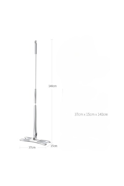 Flippy Flat Mop, Flippy, with Wringing System, 4 Cloths Included, Telescopic Length 140 cm, Silver