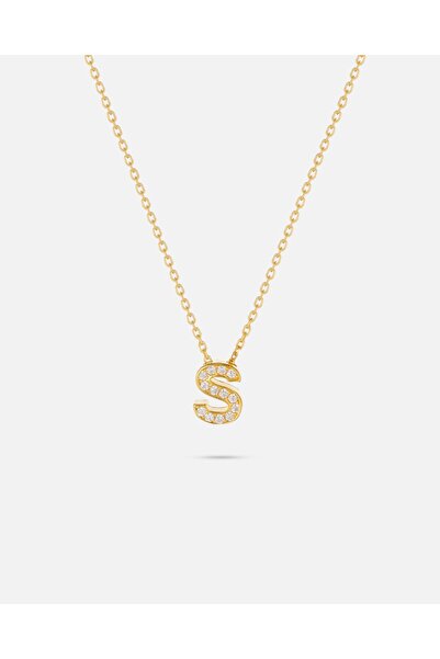 MEKS JEWELS 14 Ayar Altın Üç Boyutlu Harfli Kolye