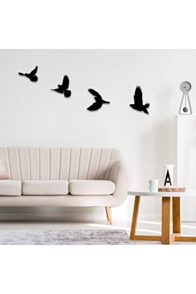 Slasa Birds Acrylic Wall Art Set of 4 Black Flying Bird Silhouettes (29.2x30....