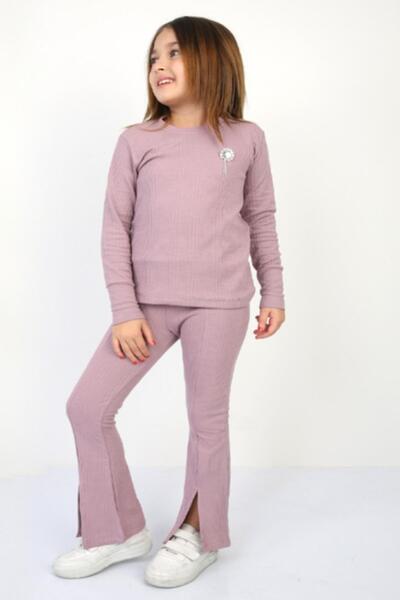 NEWKİDS Hosszú ujjú, bő, spanyol szárú, szezonális pamut szett rózsaszín színű, köves brossokkal, lányoknak