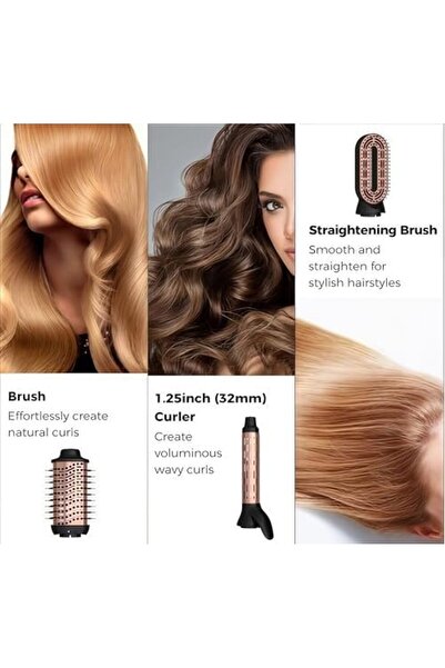 Generic 5-in-1 Hair Dryer Brush Set for Women by Denx - Hot Air Styling Tool with Hair Dryer, Curler, Volumi