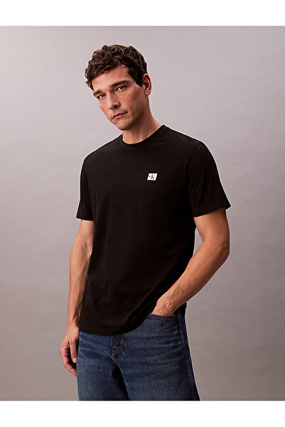 Calvin Klein Men's Crew Neck Slim Fit Short Sleeve Cotton Black T-Shirt Lv04R...
