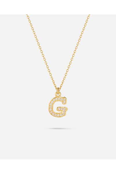 MEKS JEWELS 14 Ayar Altın Taşlı Harfli Kolye
