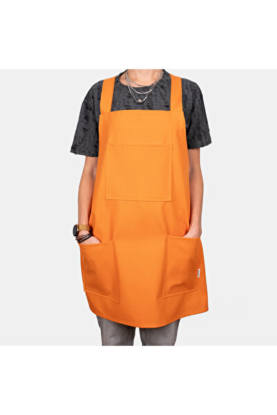 DENİMTİME Turuncu Mutfak ve Aşçı Önlüğü, Çok Cepli, Unisex, Dayanıklı Kumaş, ...