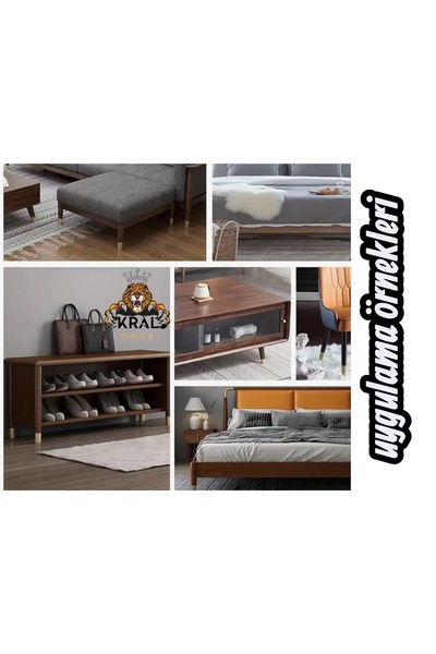 KRAL GRUP HIRDAVAT Sandalye Ahşap Ayak Pabucu, Plastik Kaplamalı Pabuç, 8 Adet