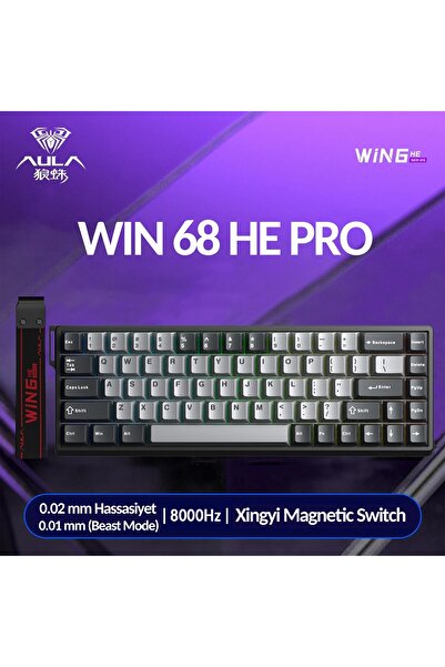Aula Win68 He Pro Manyetik Klavye Rapid Trigger Xingyi Switch 8000Hz RGB TKL Hot Swap Oyuncu Klavyes