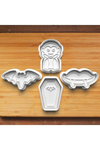 Hobist مجموعة من 4 قوالب كوكيز وعجينة السكر على شكل مصاصي الدماء للهالوين