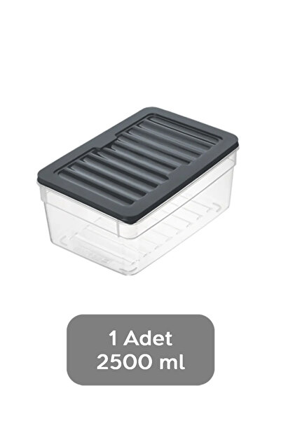 Meleni Home 1 Piece Deep Microwave Compatible Storage Container - Organizer Food Container 2500 ml Anthracite