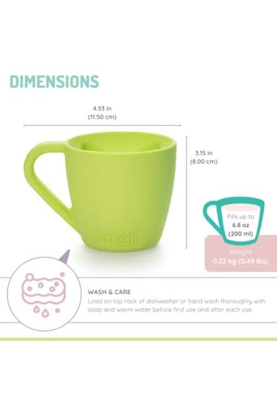 Melii Silicone Mug for Kids - Pretend Play, BPA Free, Microwave Safe, 2 Pack