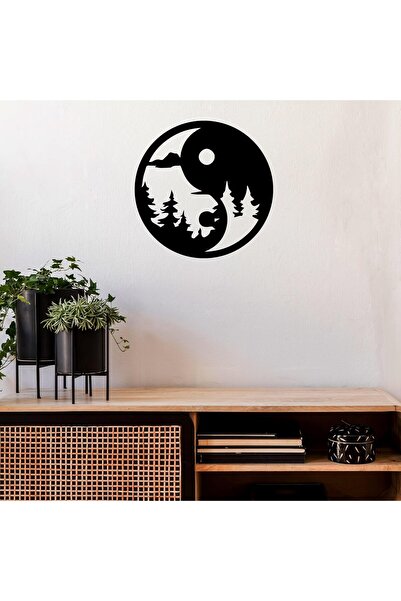 Slasa لوحة فنية جدارية من الأكريليك من تصميم يين يانغ بتصميم جداري أسود لامع ...