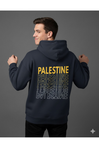 By Caspita Fashion هودي كبير الحجم للجنسين مطبوع عليه لينيثرا غزة فلسطين