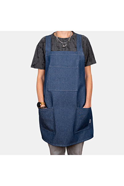 DENİMTİME İndigo Mutfak ve Aşçı Önlüğü, Çok Cepli, Unisex, Dayanıklı Kumaş, K...