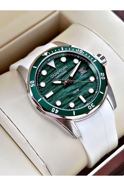 Quantum ساعة يد رجالية بزجاج الياقوت مع تقويم وضمان لمدة 24 شهرًا وحزام سيليكون وهيكل فولاذي ADG1229SZ