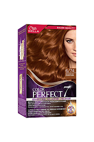 Wella Vopsea de păr permanentă Perfect Blond Închis Amber 6/74, 135ml