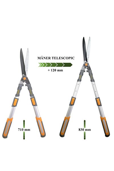 JollyMag Nůžky na živý plot, keře, objímkové, čepel s teflonovým povlakem, teleskopická rukojeť 71-83 cm, Richmann