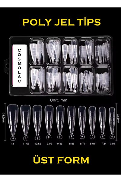 Cosmolac POLY JEL TİPS ÜST FORM STİLETTO MODEL 100 LÜ