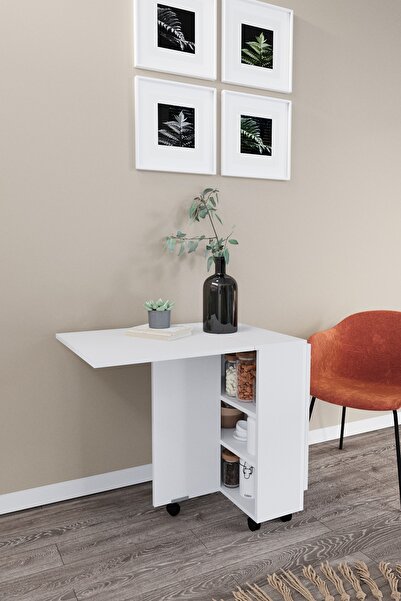 Decorfim Ultra Flamingo extendable kitchen - folding - living room table, glossy white, 140x60x75cm